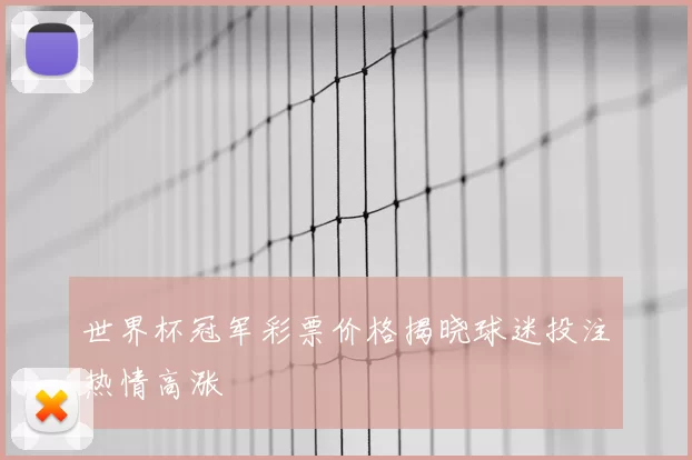 世界杯冠军彩票价格揭晓球迷投注热情高涨